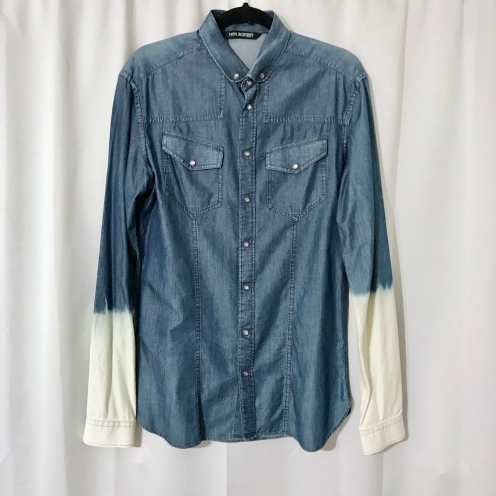 Neil Barrett Denim Look Cotton Rayon Blend Shirt